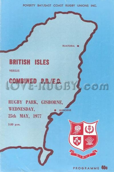 1977 Poverty Bay-East Coast v British Lions  Rugby Programme